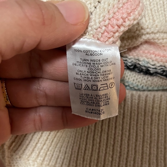 Women's Loft Cotton Multicolor Fringed Sweater size S - Picture 4 of 7